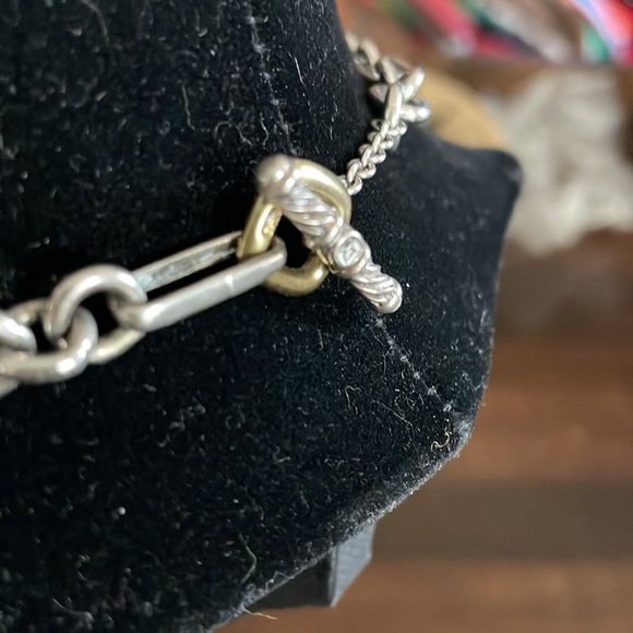 David Yurman Figaro Sterling Silver Chain with 18k Gold Link. - Picture 6 of 6